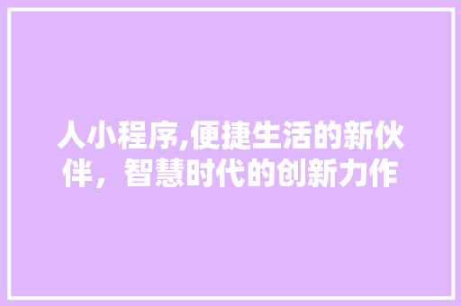 人小程序,便捷生活的新伙伴，智慧时代的创新力作