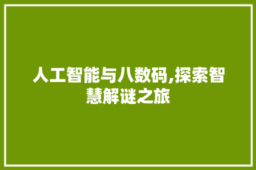 人工智能与八数码,探索智慧解谜之旅