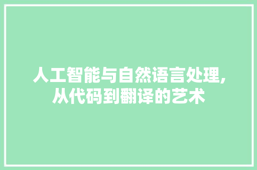 人工智能与自然语言处理,从代码到翻译的艺术