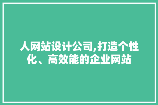 人网站设计公司,打造个性化、高效能的企业网站