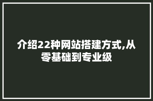 介绍22种网站搭建方式,从零基础到专业级 介绍22种网站搭建方式,从零基础到专业级 神马SEO