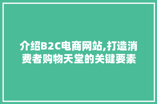 介绍B2C电商网站,打造消费者购物天堂的关键要素