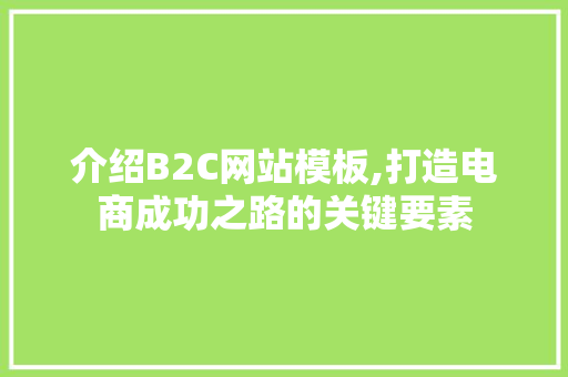 介绍B2C网站模板,打造电商成功之路的关键要素
