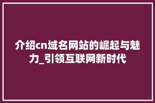 介绍cn域名网站的崛起与魅力_引领互联网新时代