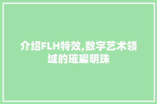 介绍FLH特效,数字艺术领域的璀璨明珠