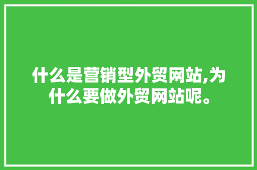 什么是营销型外贸网站,为什么要做外贸网站呢。 什么是营销型外贸网站,为什么要做外贸网站呢。 SEO关键词