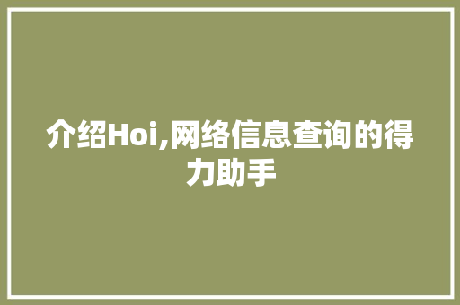 介绍Hoi,网络信息查询的得力助手