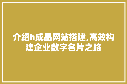 介绍h成品网站搭建,高效构建企业数字名片之路