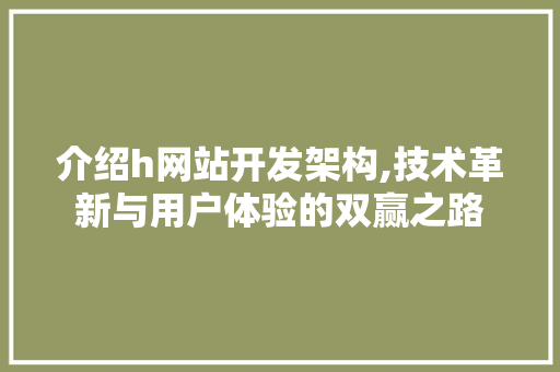 介绍h网站开发架构,技术革新与用户体验的双赢之路 介绍h网站开发架构,技术革新与用户体验的双赢之路 神马SEO