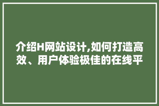 介绍H网站设计,如何打造高效、用户体验极佳的在线平台