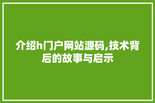 介绍h门户网站源码,技术背后的故事与启示