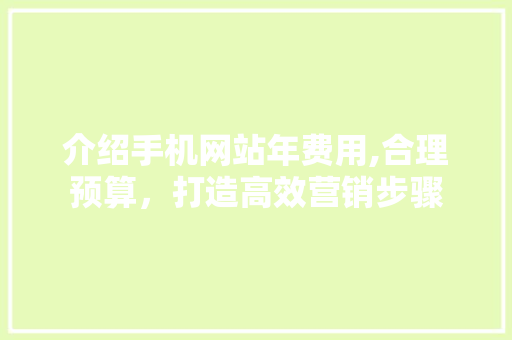 介绍手机网站年费用,合理预算，打造高效营销步骤