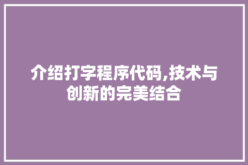 介绍打字程序代码,技术与创新的完美结合