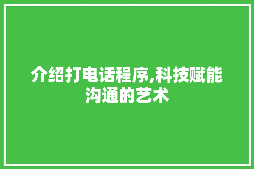 介绍打电话程序,科技赋能沟通的艺术