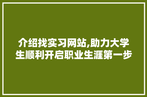 介绍找实习网站,助力大学生顺利开启职业生涯第一步
