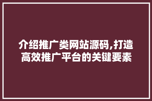 介绍推广类网站源码,打造高效推广平台的关键要素