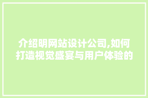 介绍明网站设计公司,如何打造视觉盛宴与用户体验的完美融合