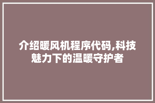 介绍暖风机程序代码,科技魅力下的温暖守护者