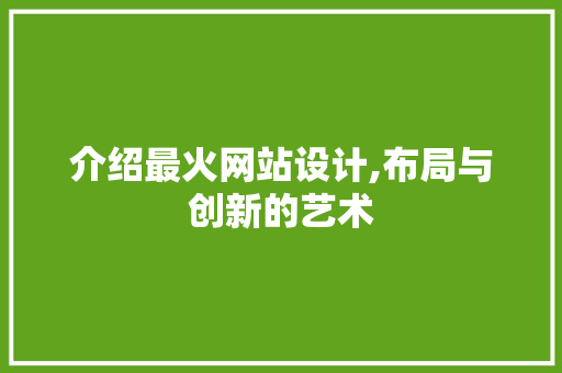 介绍最火网站设计,布局与创新的艺术