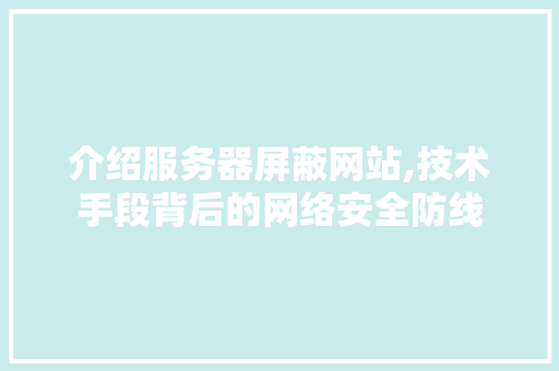介绍服务器屏蔽网站,技术手段背后的网络安全防线