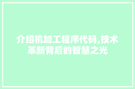 介绍机加工程序代码,技术革新背后的智慧之光