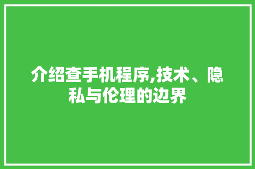 介绍查手机程序,技术、隐私与伦理的边界