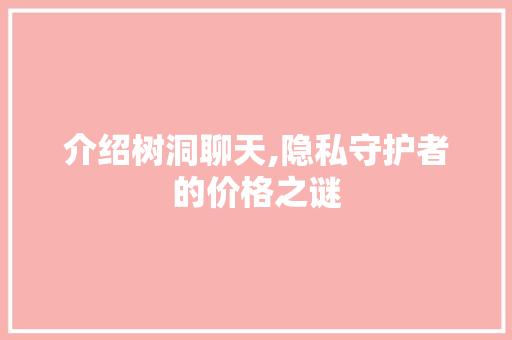 介绍树洞聊天,隐私守护者的价格之谜