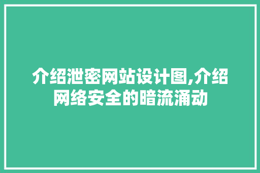 介绍泄密网站设计图,介绍网络安全的暗流涌动