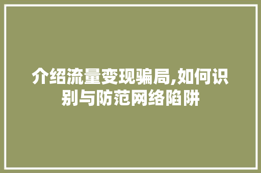 介绍流量变现骗局,如何识别与防范网络陷阱