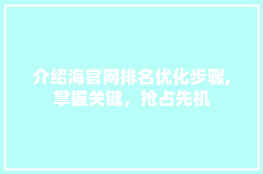 介绍海官网排名优化步骤,掌握关键，抢占先机 介绍海官网排名优化步骤,掌握关键，抢占先机 百度SEO