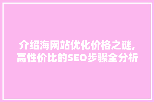 介绍海网站优化价格之谜,高性价比的SEO步骤全分析
