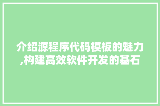 介绍源程序代码模板的魅力,构建高效软件开发的基石