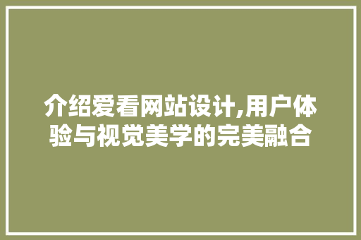 介绍爱看网站设计,用户体验与视觉美学的完美融合