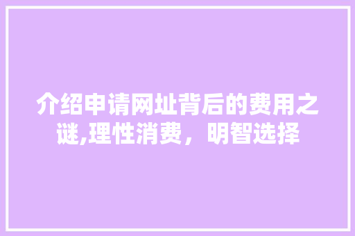 介绍申请网址背后的费用之谜,理性消费，明智选择