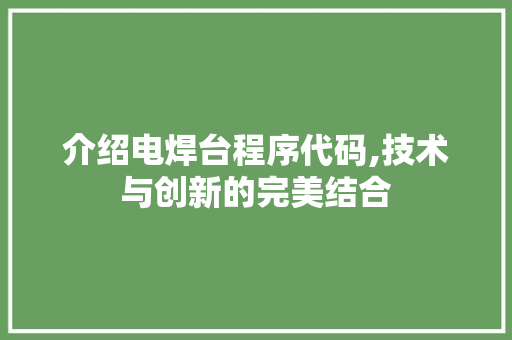 介绍电焊台程序代码,技术与创新的完美结合