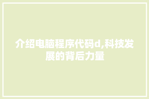 介绍电脑程序代码d,科技发展的背后力量