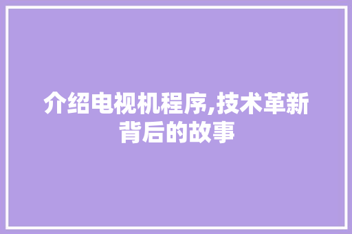 介绍电视机程序,技术革新背后的故事