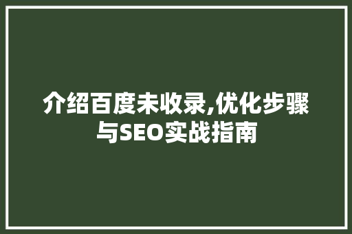 介绍百度未收录,优化步骤与SEO实战指南