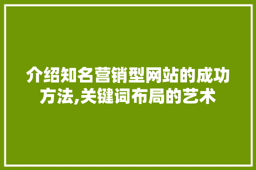 介绍知名营销型网站的成功方法,关键词布局的艺术