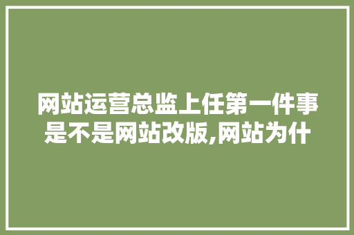 网站运营总监上任第一件事是不是网站改版,网站为什么要改版了呢。 网站运营总监上任第一件事是不是网站改版,网站为什么要改版了呢。 网站建设公司