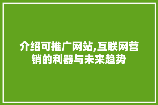 介绍可推广网站,互联网营销的利器与未来趋势 介绍可推广网站,互联网营销的利器与未来趋势 网站建设公司