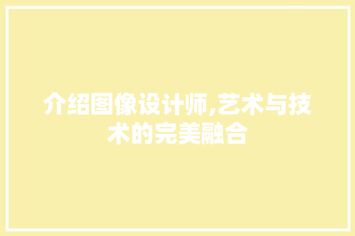 介绍图像设计师,艺术与技术的完美融合