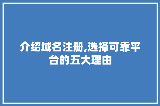 介绍域名注册,选择可靠平台的五大理由
