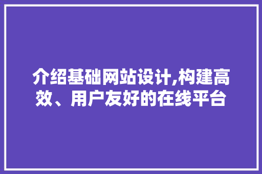 介绍基础网站设计,构建高效、用户友好的在线平台