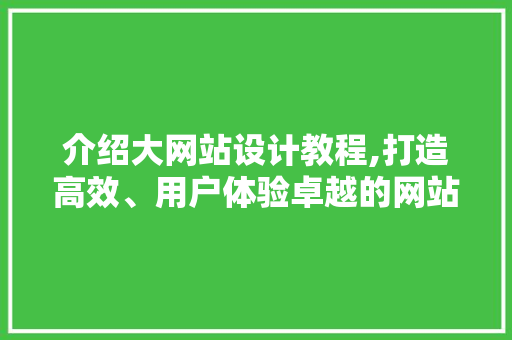 介绍大网站设计教程,打造高效、用户体验卓越的网站