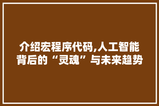 介绍宏程序代码,人工智能背后的“灵魂”与未来趋势