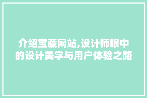 介绍宝藏网站,设计师眼中的设计美学与用户体验之路