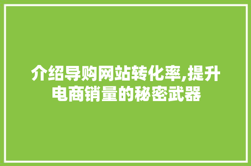介绍导购网站转化率,提升电商销量的秘密武器