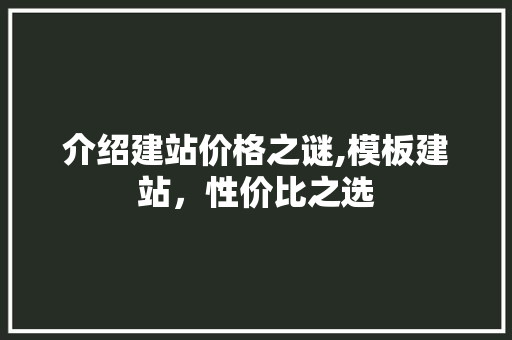 介绍建站价格之谜,模板建站，性价比之选