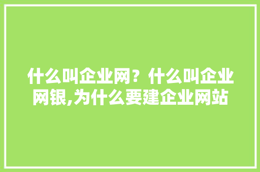 什么叫企业网？什么叫企业网银,为什么要建企业网站呢。 什么叫企业网？什么叫企业网银,为什么要建企业网站呢。 搜狗SEO